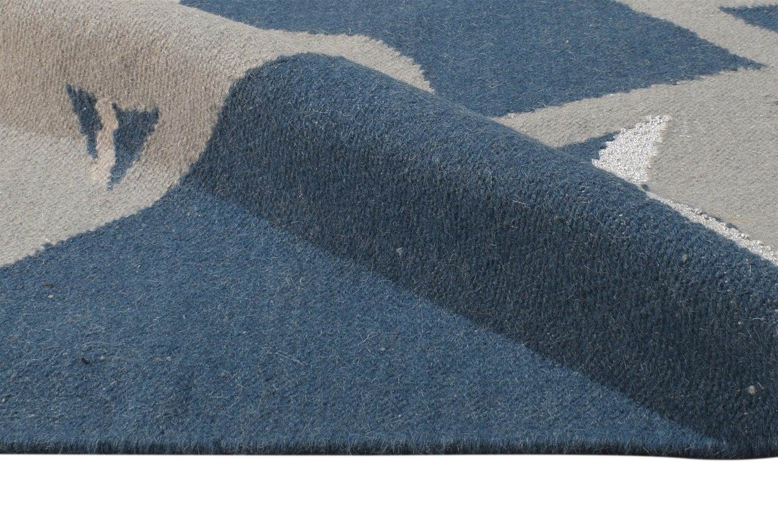 Dhurrie Blue Wool Rug 5' X 5' Transitional European Floral Room Size Carpet 7865142706325