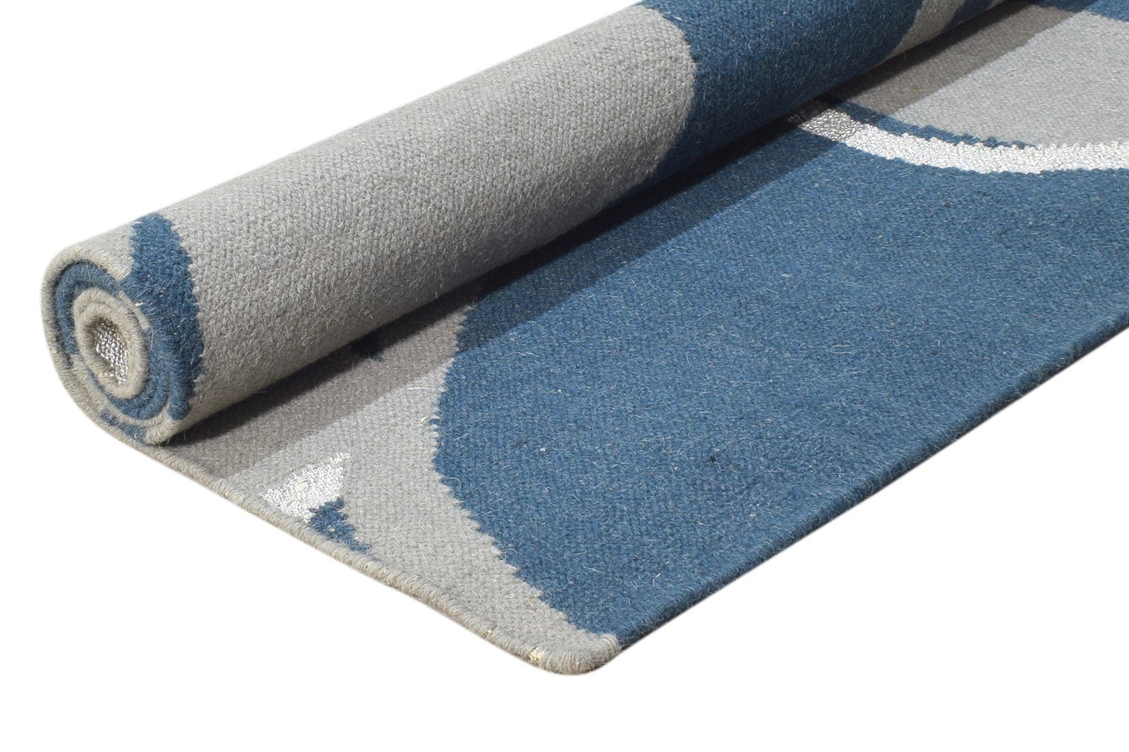Dhurrie Blue Wool Rug 5' X 5' Transitional European Floral Room Size Carpet 7865142706325