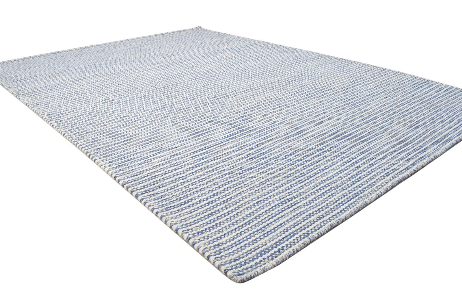 Dhurrie Blue Wool Rug 5' X 8' Modern Scandinavian Stars Room Size Carpet 7864151048341