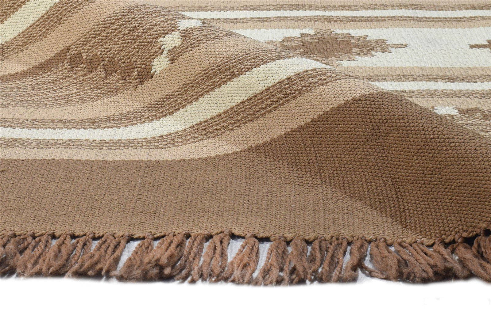 Dhurrie Brown Cotton Rug 3' X 5' Tribal American Southwestern Small Carpet 7864672387221