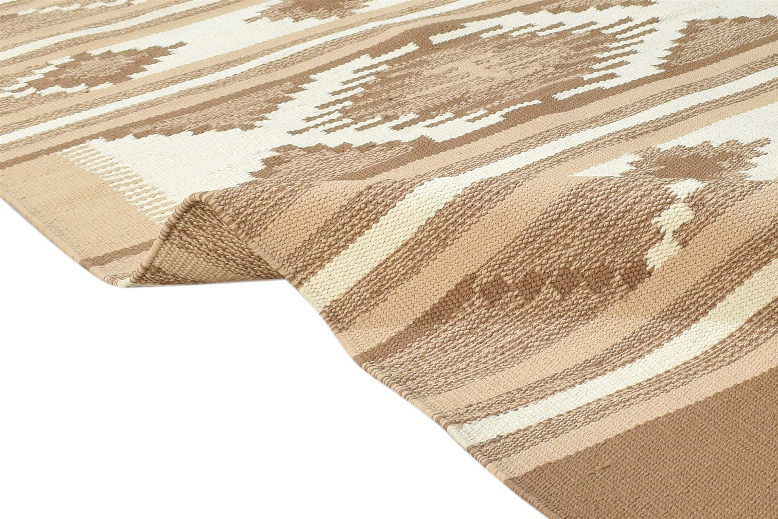 Dhurrie Brown Cotton Rug 3' X 5' Tribal American Southwestern Small Carpet 7864672387221