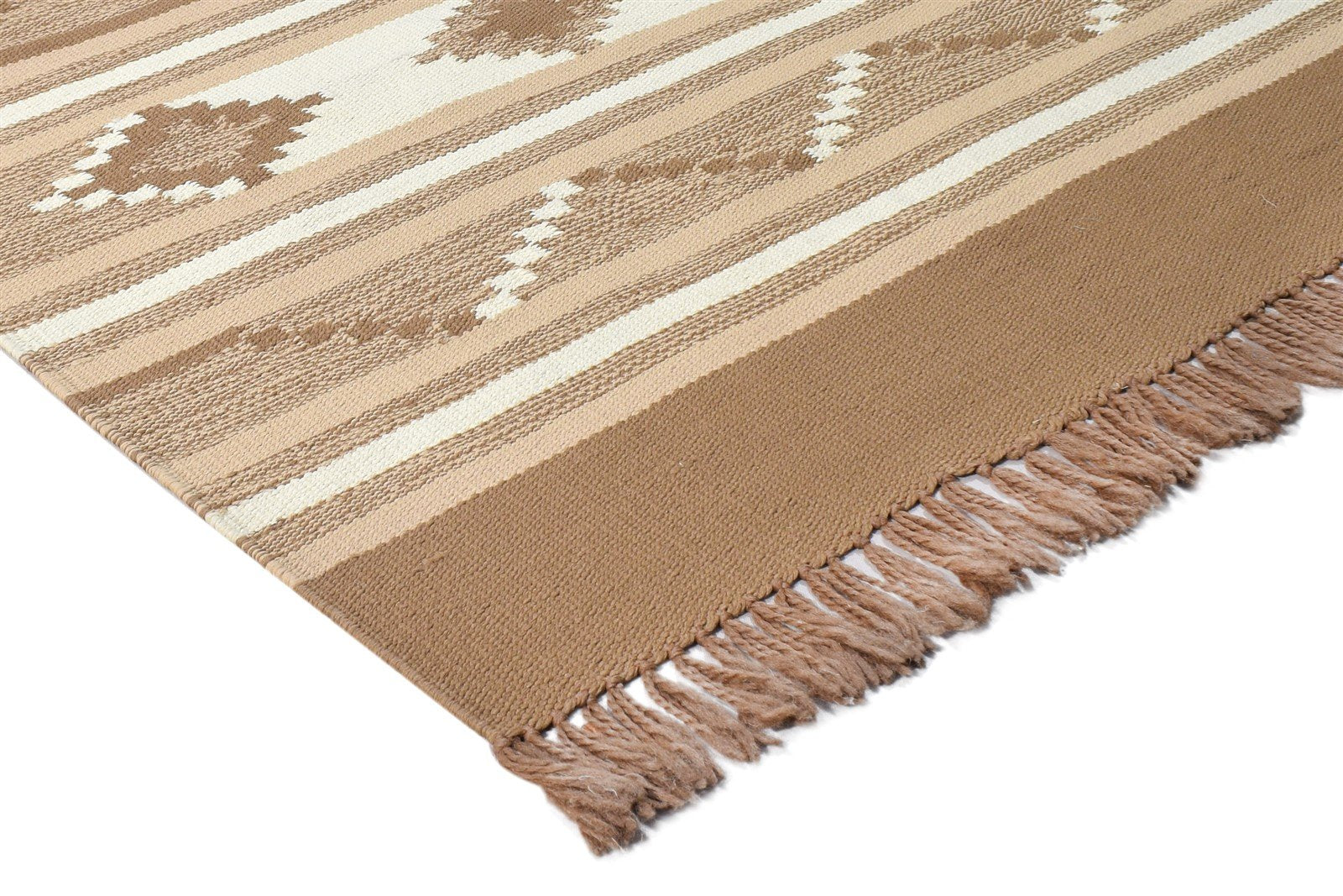 Dhurrie Brown Cotton Rug 3' X 5' Tribal American Southwestern Small Carpet 7864672387221