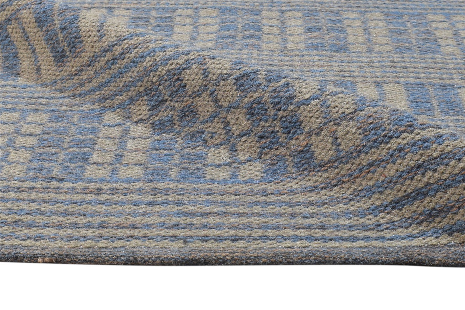 Dhurrie Brown Wool Rug 3' X 5' Modern Scandinavian Geometric Small Carpet 7864669995157