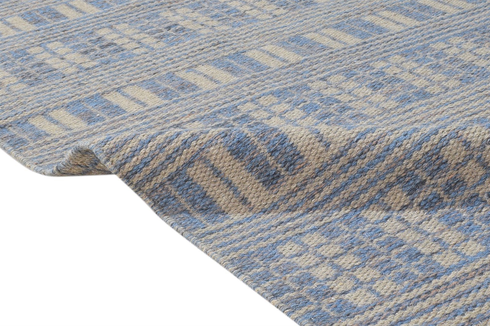 Dhurrie Brown Wool Rug 3' X 5' Modern Scandinavian Geometric Small Carpet 7864669995157