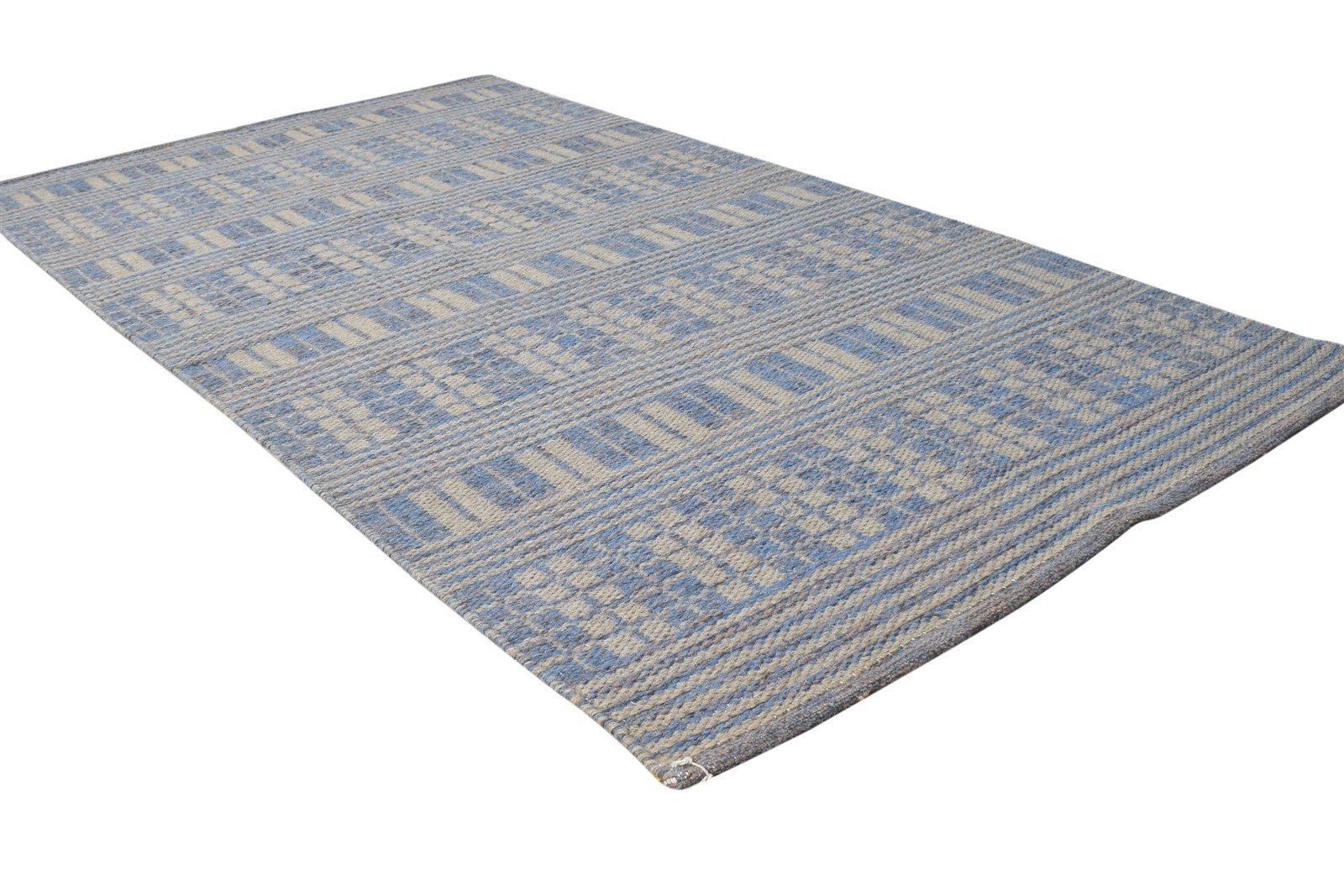 Dhurrie Brown Wool Rug 3' X 5' Modern Scandinavian Geometric Small Carpet 7864669995157