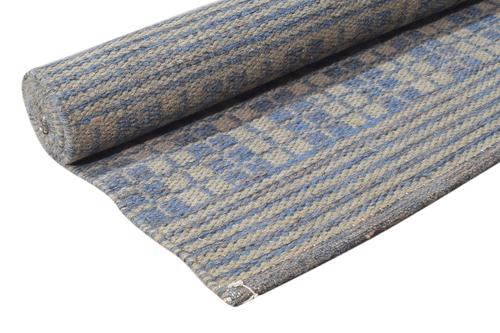 Dhurrie Brown Wool Rug 3' X 5' Modern Scandinavian Geometric Small Carpet 7864669995157