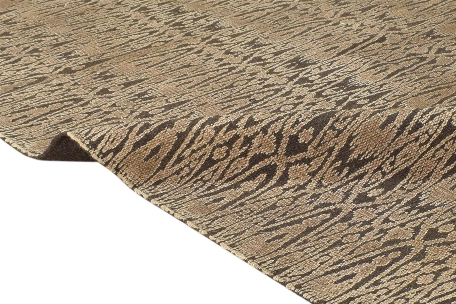 Dhurrie Brown Wool Rug 4' X 6' Modern Scandinavian Nordic Room Size Carpet 7864673108117