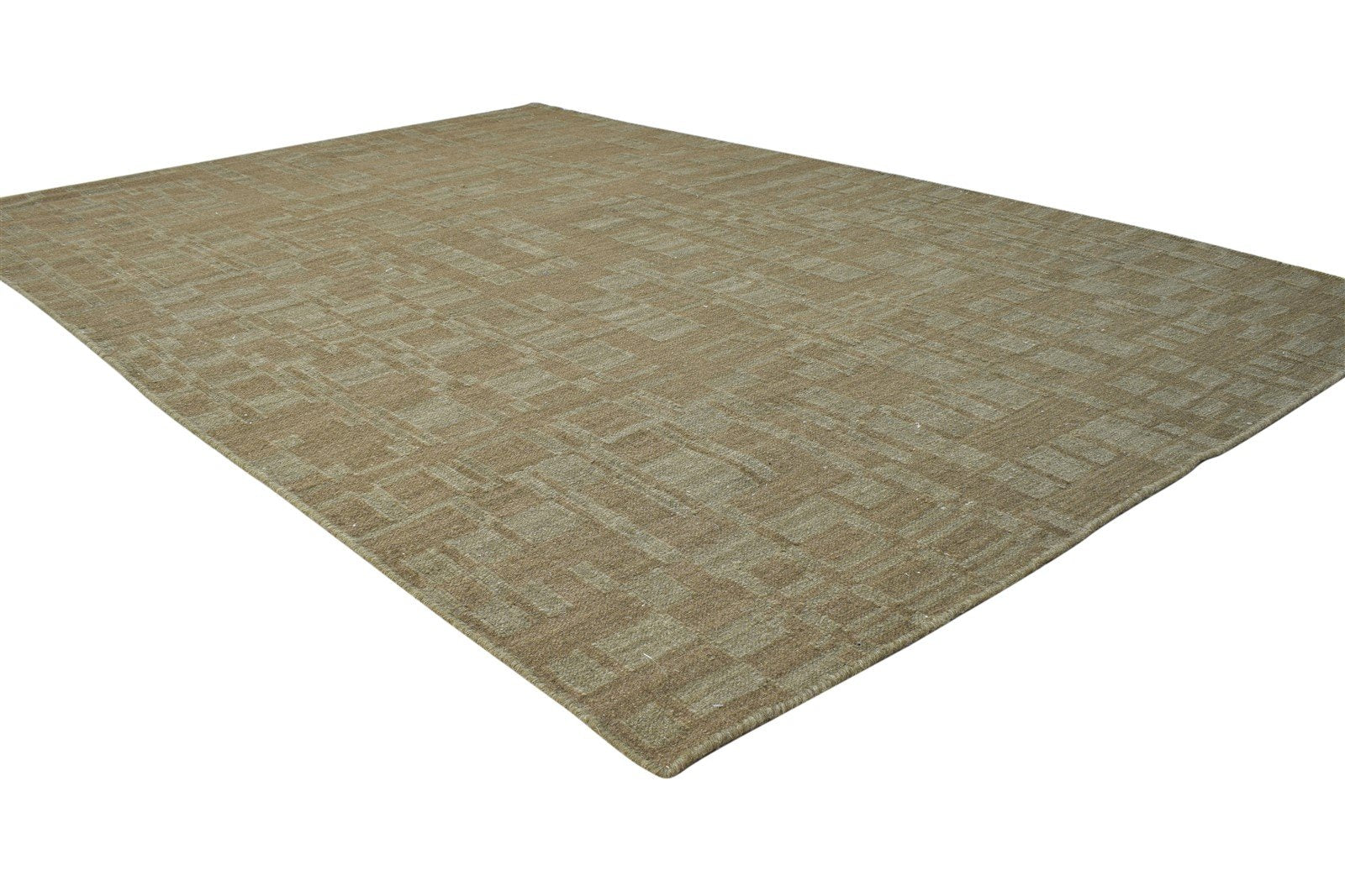 Dhurrie Brown Wool Rug 5' X 8' Modern Scandinavian Abstract Room Size Carpet 7865022349461