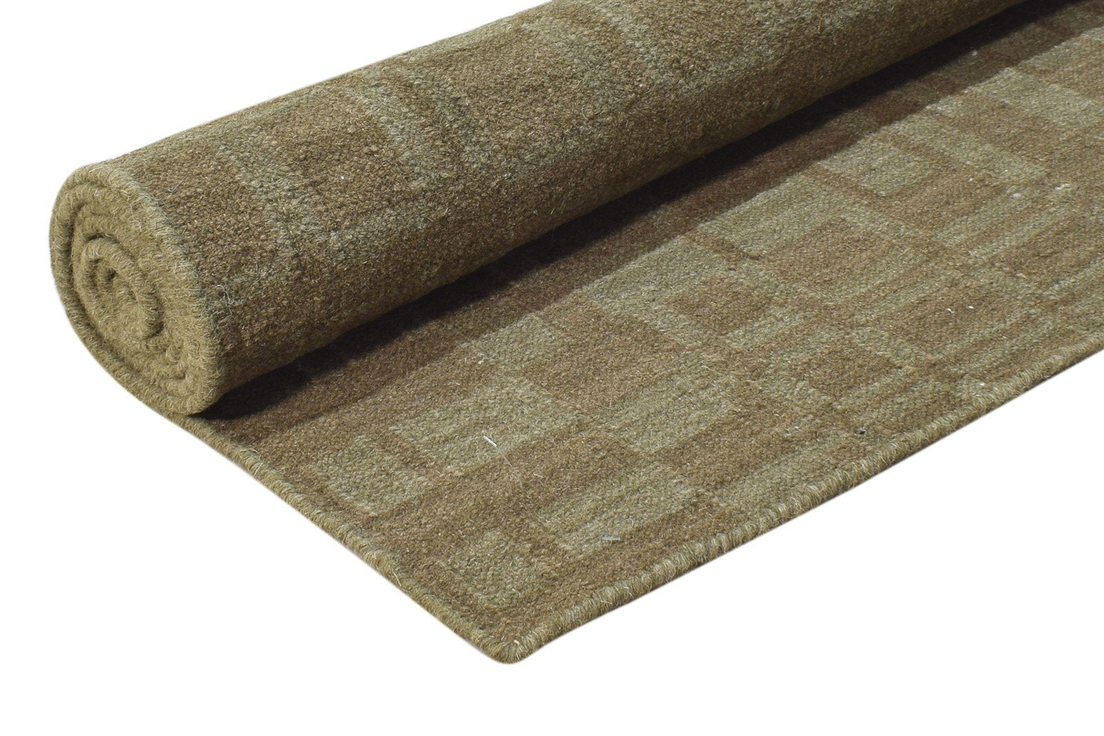 Dhurrie Brown Wool Rug 5' X 8' Modern Scandinavian Abstract Room Size Carpet 7865022349461