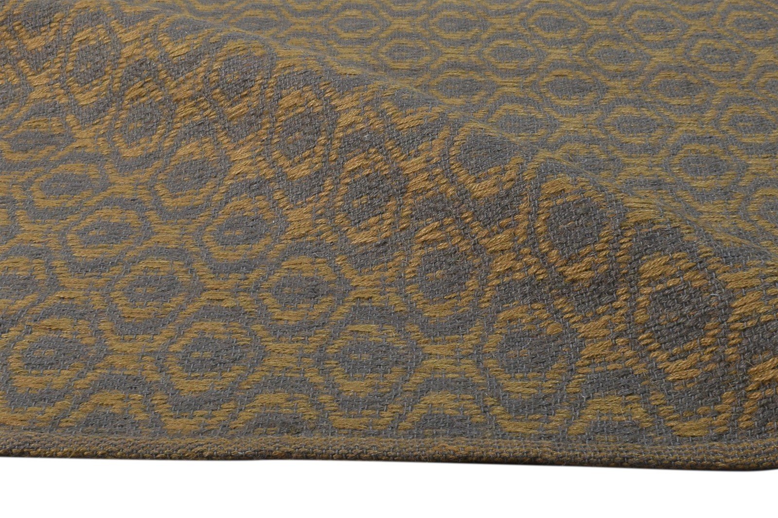 Dhurrie Brown Wool Rug 5' X 8' Modern Scandinavian Trellis Room Size Carpet 7865190449301