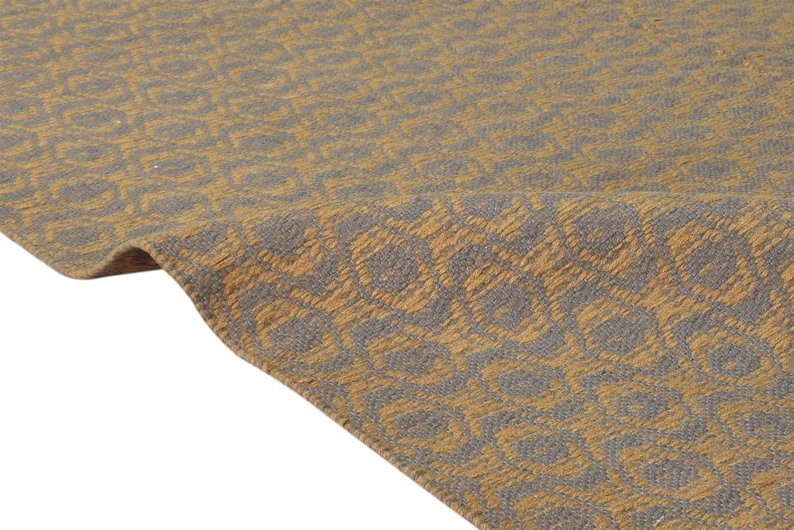 Dhurrie Brown Wool Rug 5' X 8' Modern Scandinavian Trellis Room Size Carpet 7865190449301