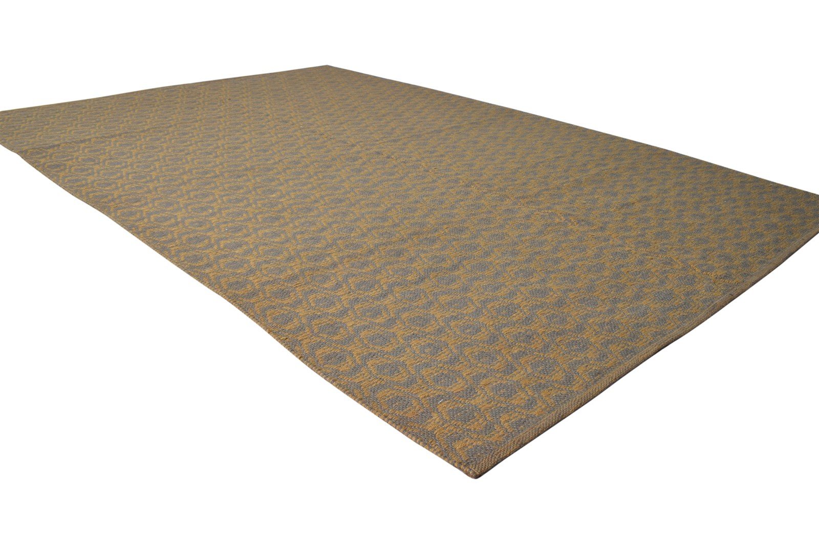Dhurrie Brown Wool Rug 5' X 8' Modern Scandinavian Trellis Room Size Carpet 7865190449301