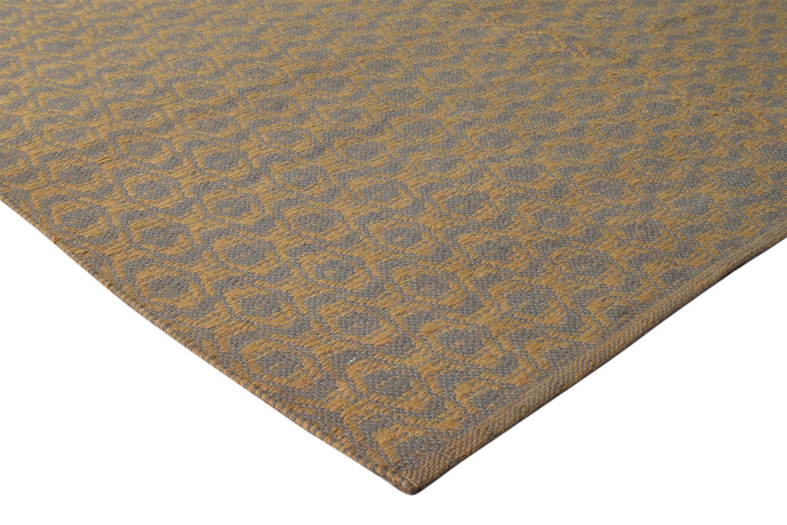 Dhurrie Brown Wool Rug 5' X 8' Modern Scandinavian Trellis Room Size Carpet 7865190449301