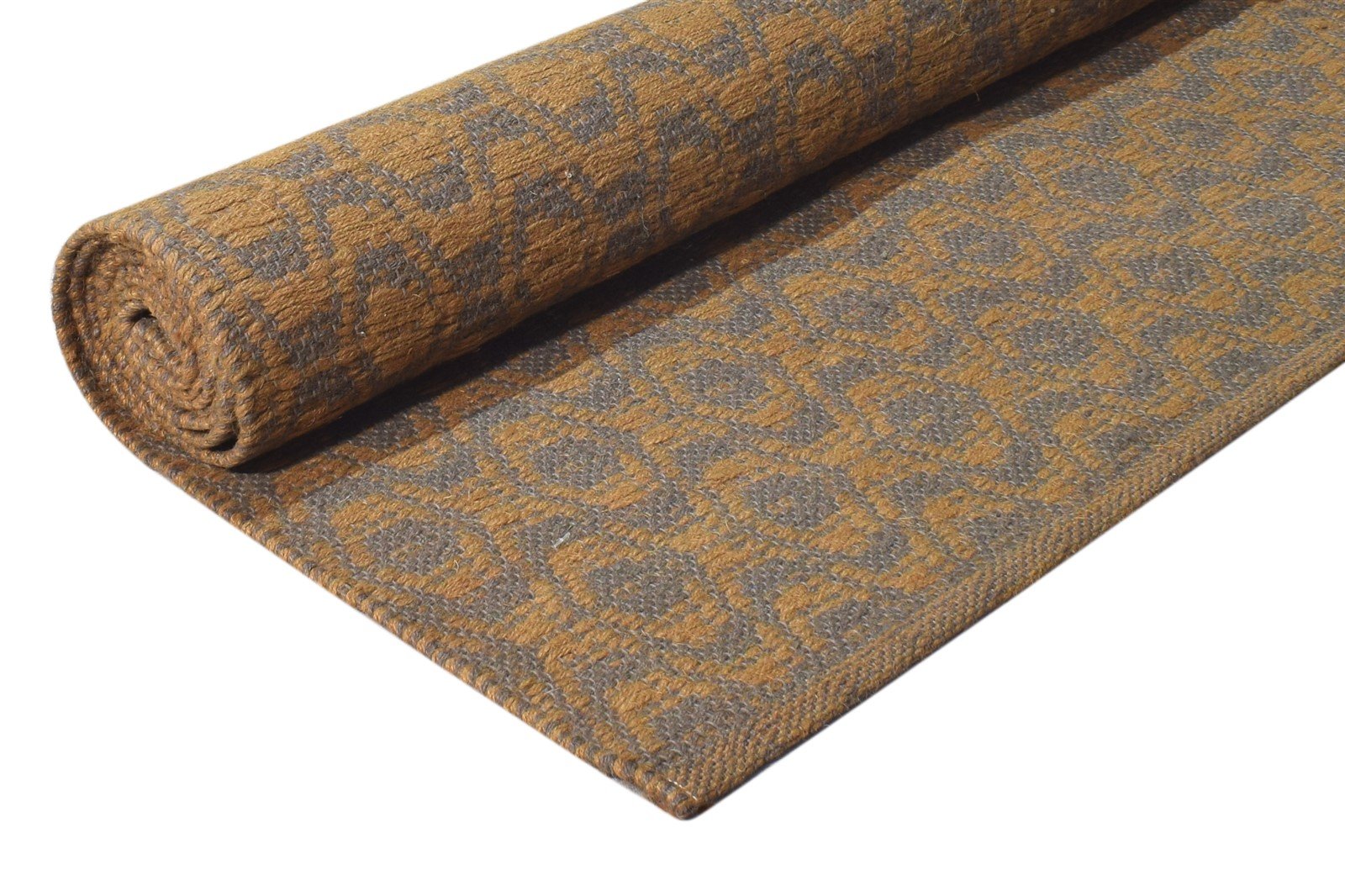 Dhurrie Brown Wool Rug 5' X 8' Modern Scandinavian Trellis Room Size Carpet 7865190449301