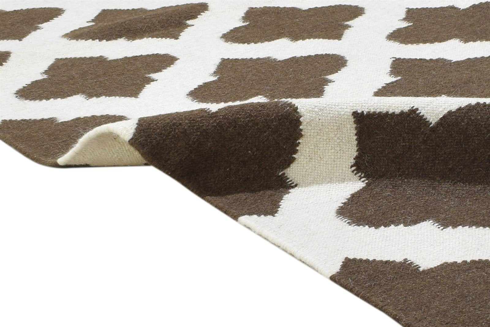 Farra Dhurrie Brown Wool Rug 6' X 8' Modern Moroccan Trellis 7864357355669