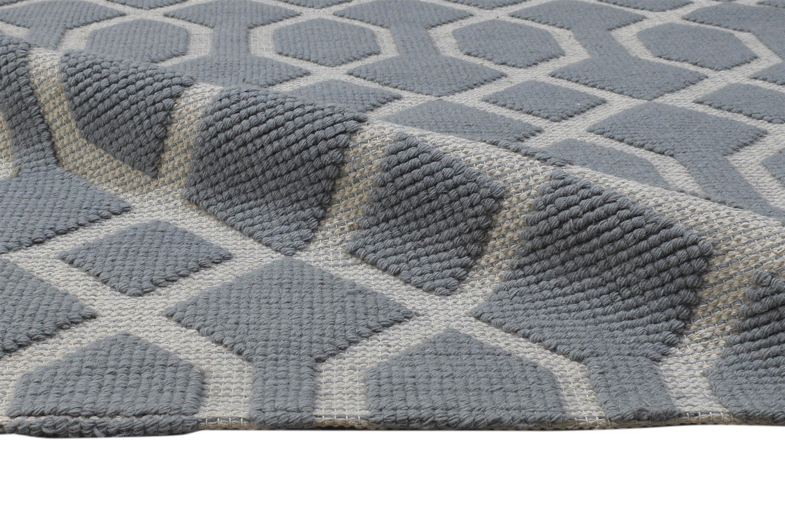 Dhurrie Dark Grey Wool Rug 5' X 7' Modern Moroccan Trellis Room Size Carpet 7864455659669