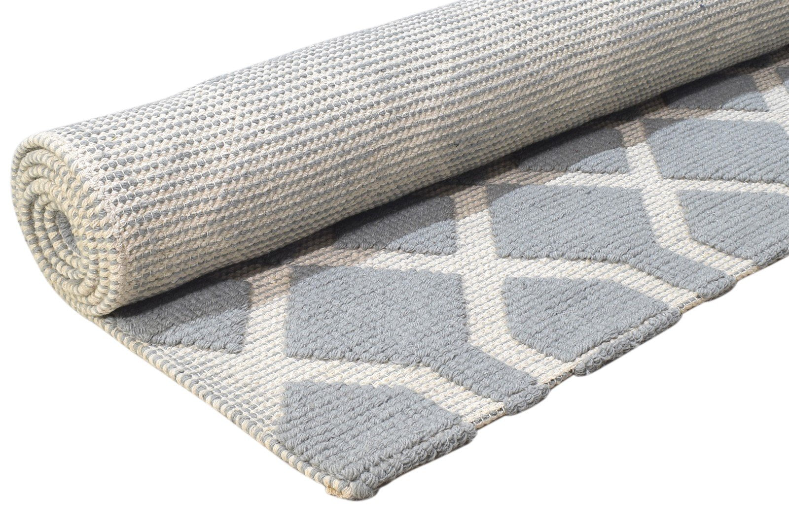 Dhurrie Dark Grey Wool Rug 5' X 7' Modern Moroccan Trellis Room Size Carpet 7864455659669