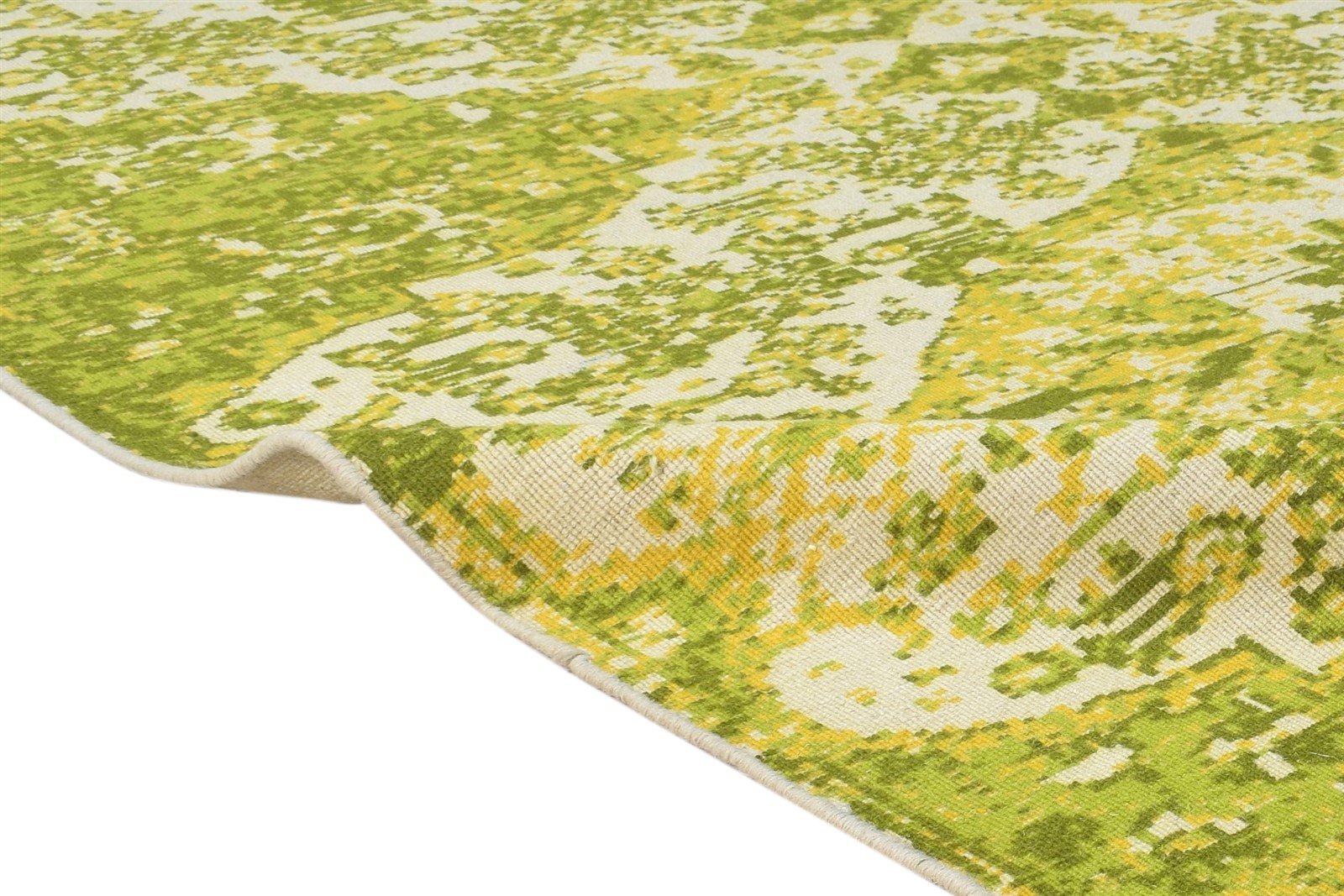 Dhurrie Green Wool Rug 5' X 8' Modern Bohemian Abstract Room Size Carpet 7865190678677