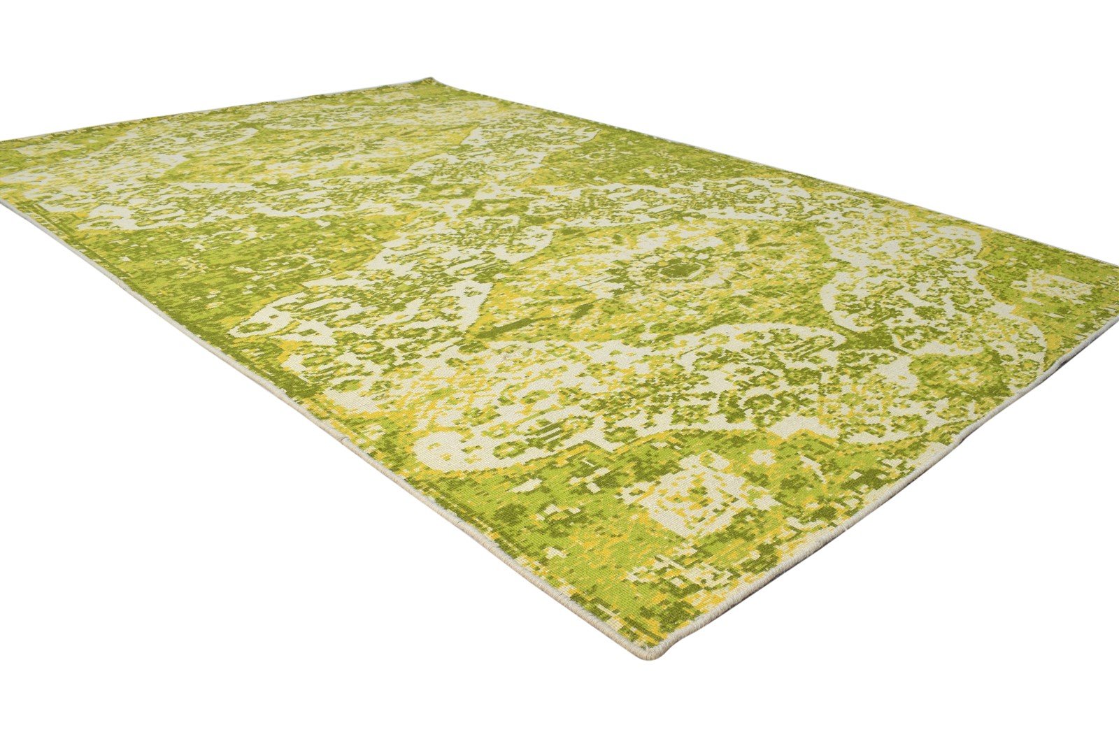 Dhurrie Green Wool Rug 5' X 8' Modern Bohemian Abstract Room Size Carpet 7865190678677