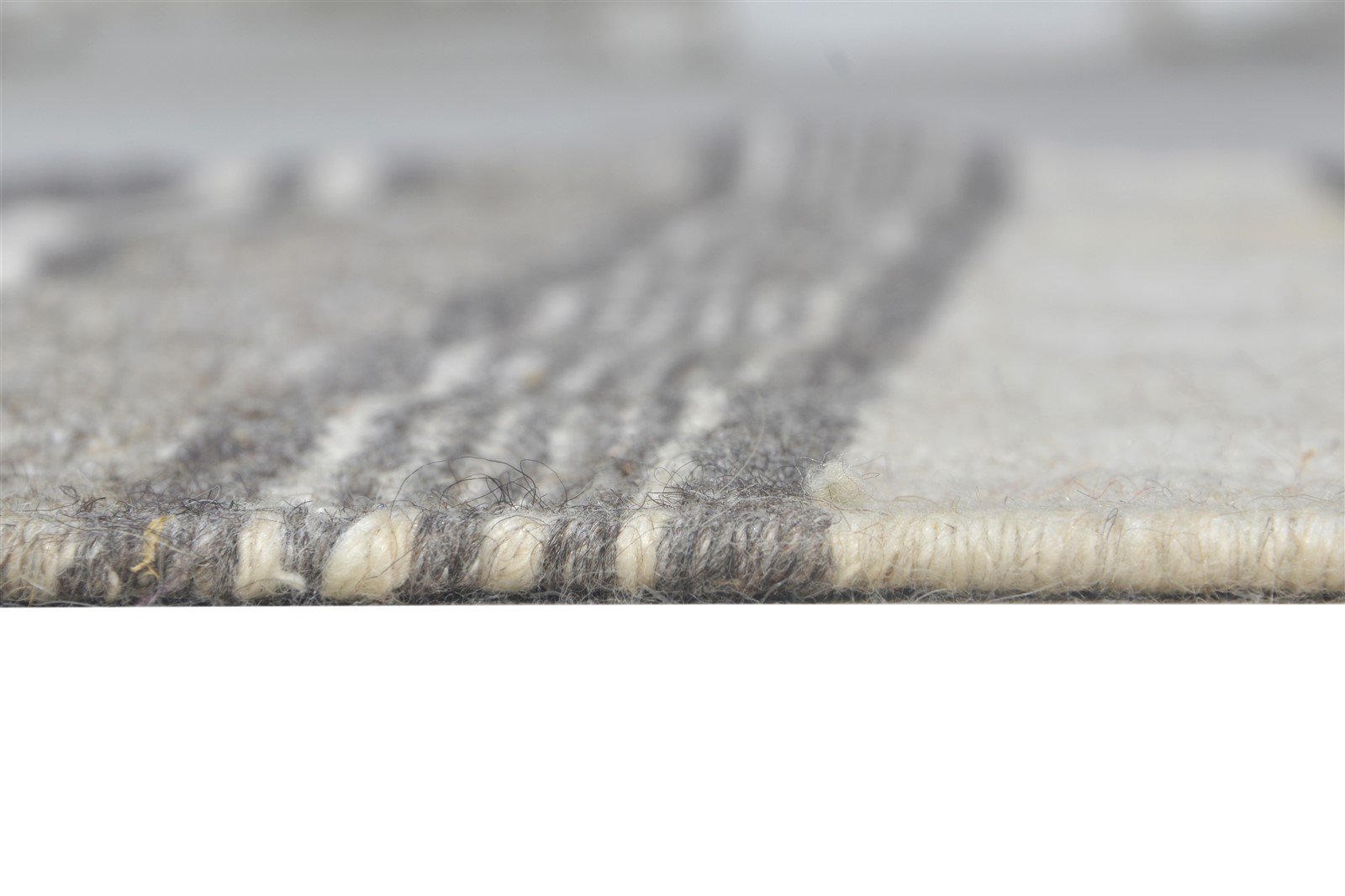 Dhurrie Grey Wool Rug 2'6 X 3' Modern Scandinavian Striped Small Carpet 7865081004181