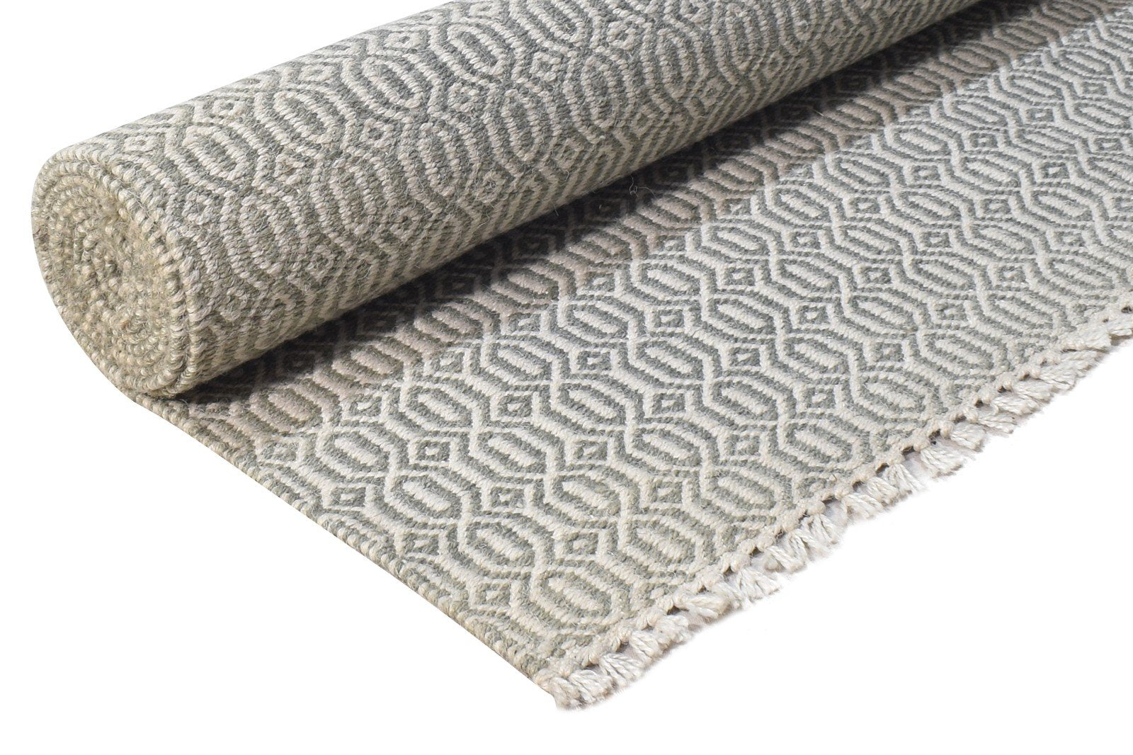 Dhurrie Grey Wool Rug 3' X 8' Modern Scandinavian Nordic Small Runner 7865197658261