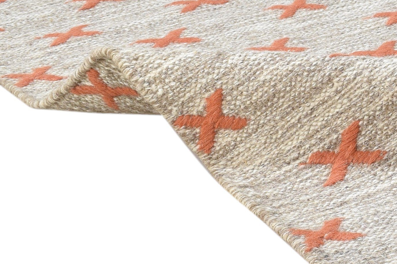 Dhurrie Grey Wool Rug 4' X 5' Modern French Abstract Room Size Carpet 7864989450389