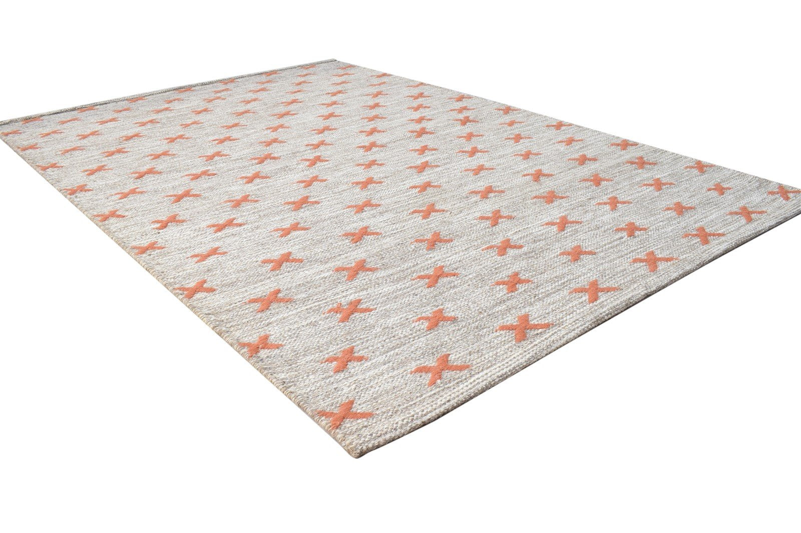 Dhurrie Grey Wool Rug 4' X 5' Modern French Abstract Room Size Carpet 7864989450389
