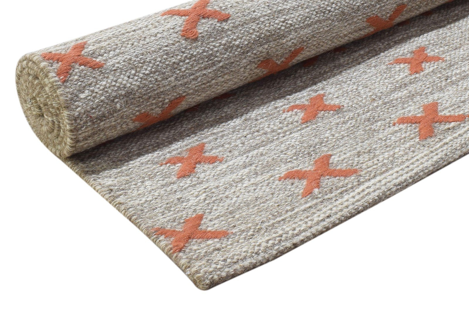 Dhurrie Grey Wool Rug 4' X 5' Modern French Abstract Room Size Carpet 7864989450389