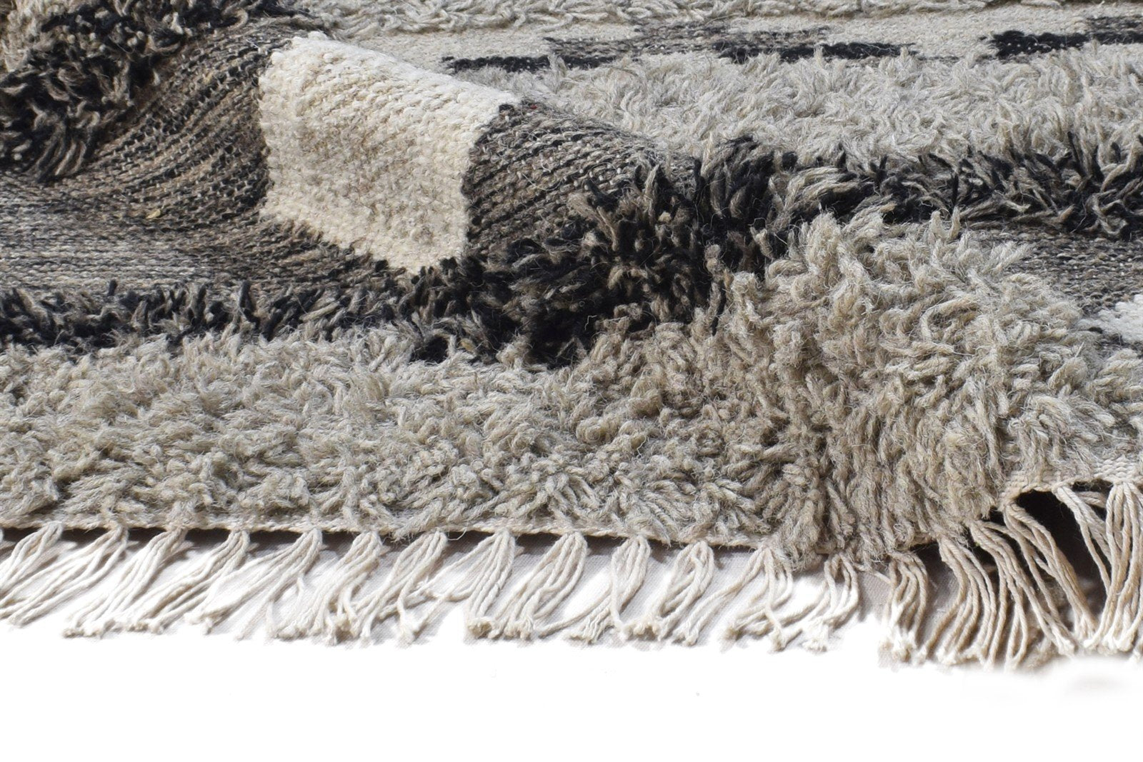 Dhurrie Grey Wool Rug 4' X 5' Southwestern American Tribal Room Size Carpet 7865004163221