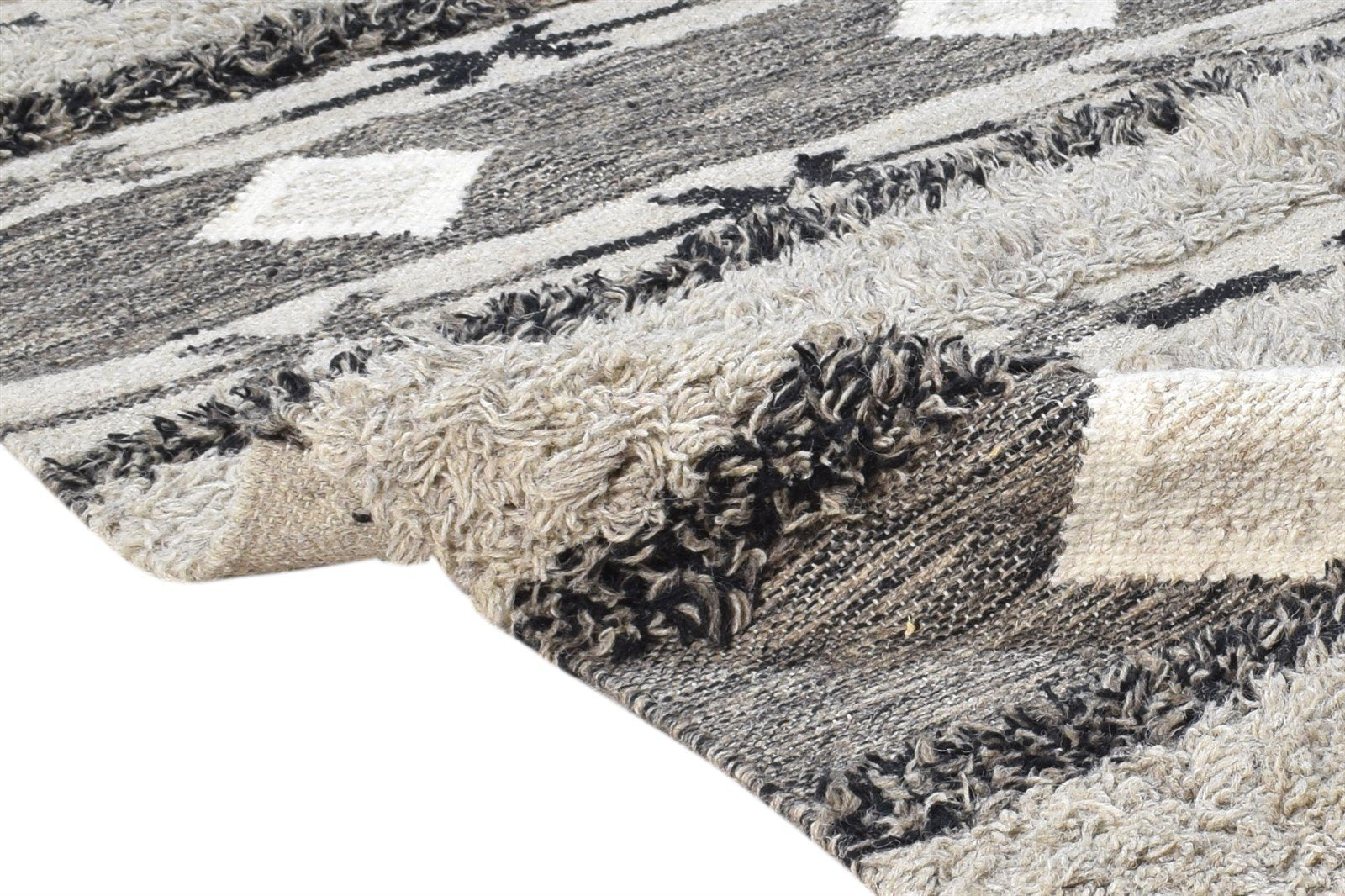 Dhurrie Grey Wool Rug 4' X 5' Southwestern American Tribal Room Size Carpet 7865004163221