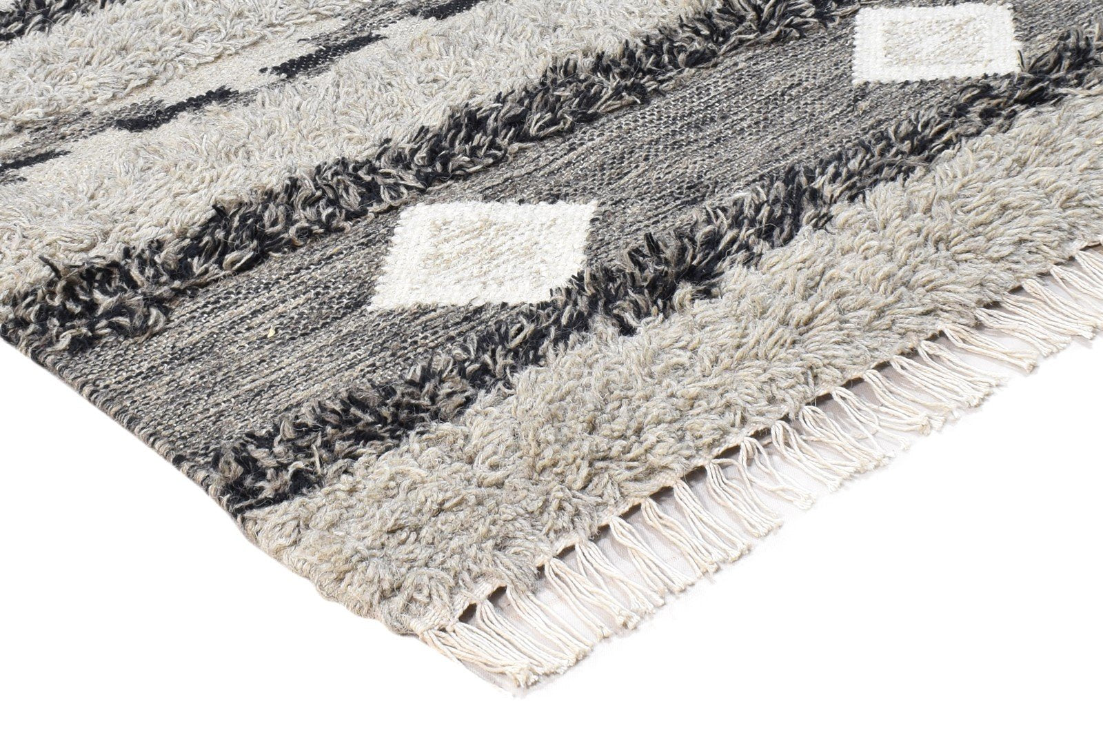 Dhurrie Grey Wool Rug 4' X 5' Southwestern American Tribal Room Size Carpet 7865004163221