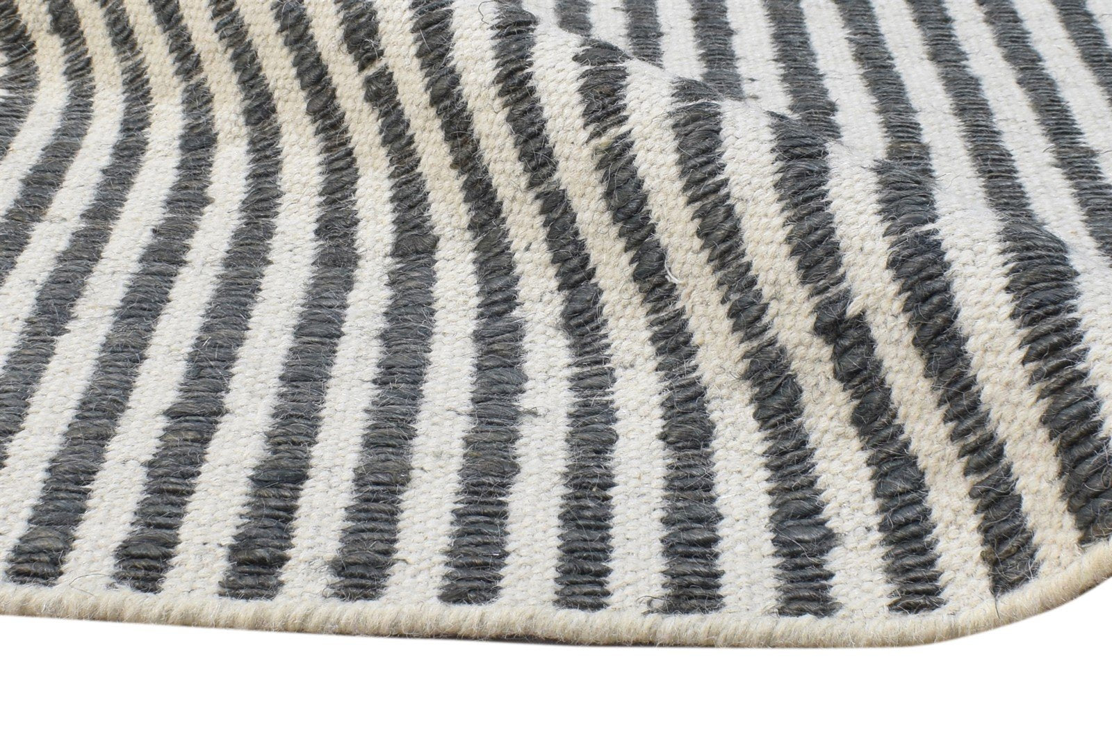 Dhurrie Grey Wool Rug 4' X 6' Modern French Abstract Room Size Carpet 7864990728341