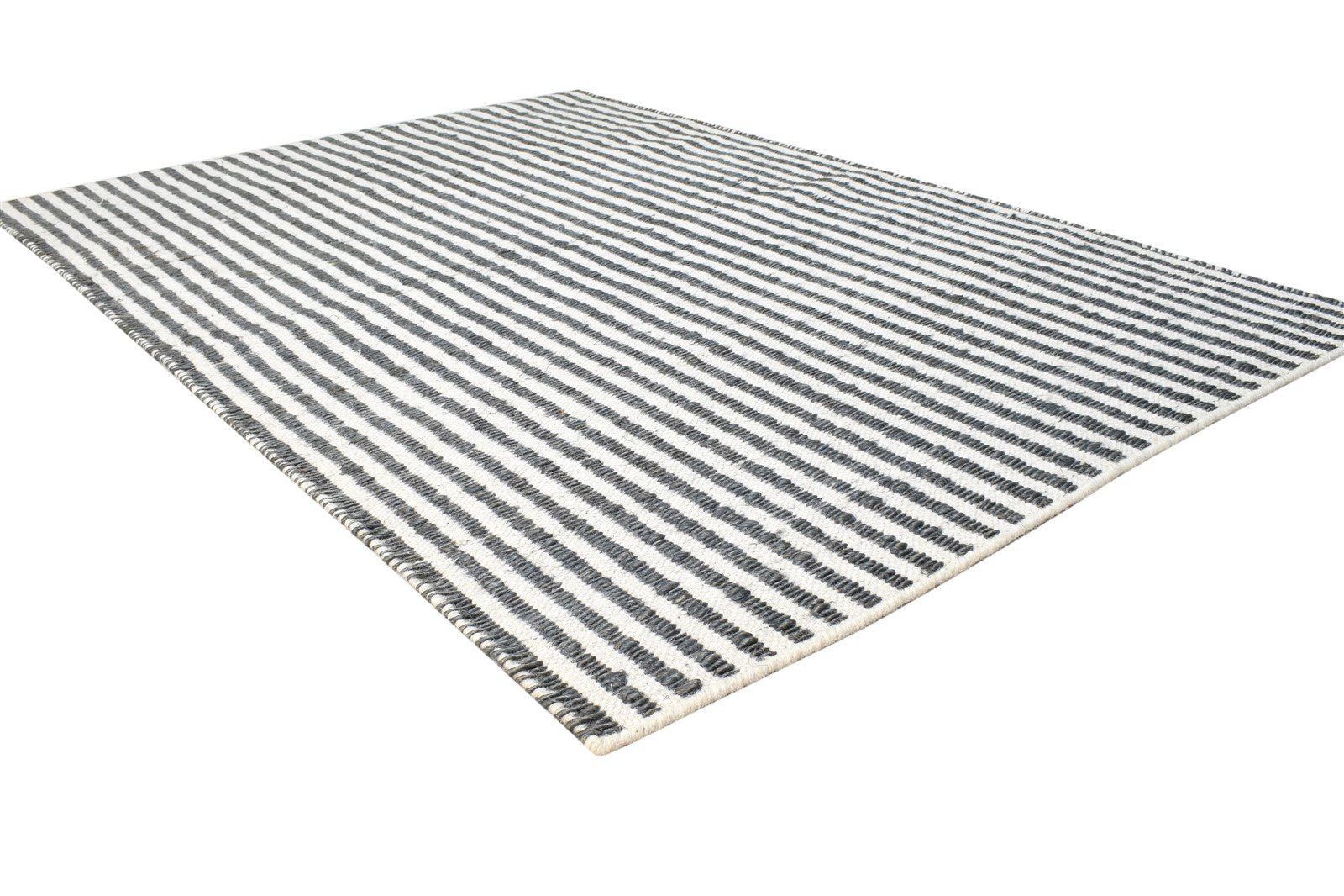Dhurrie Grey Wool Rug 4' X 6' Modern French Abstract Room Size Carpet 7864990728341