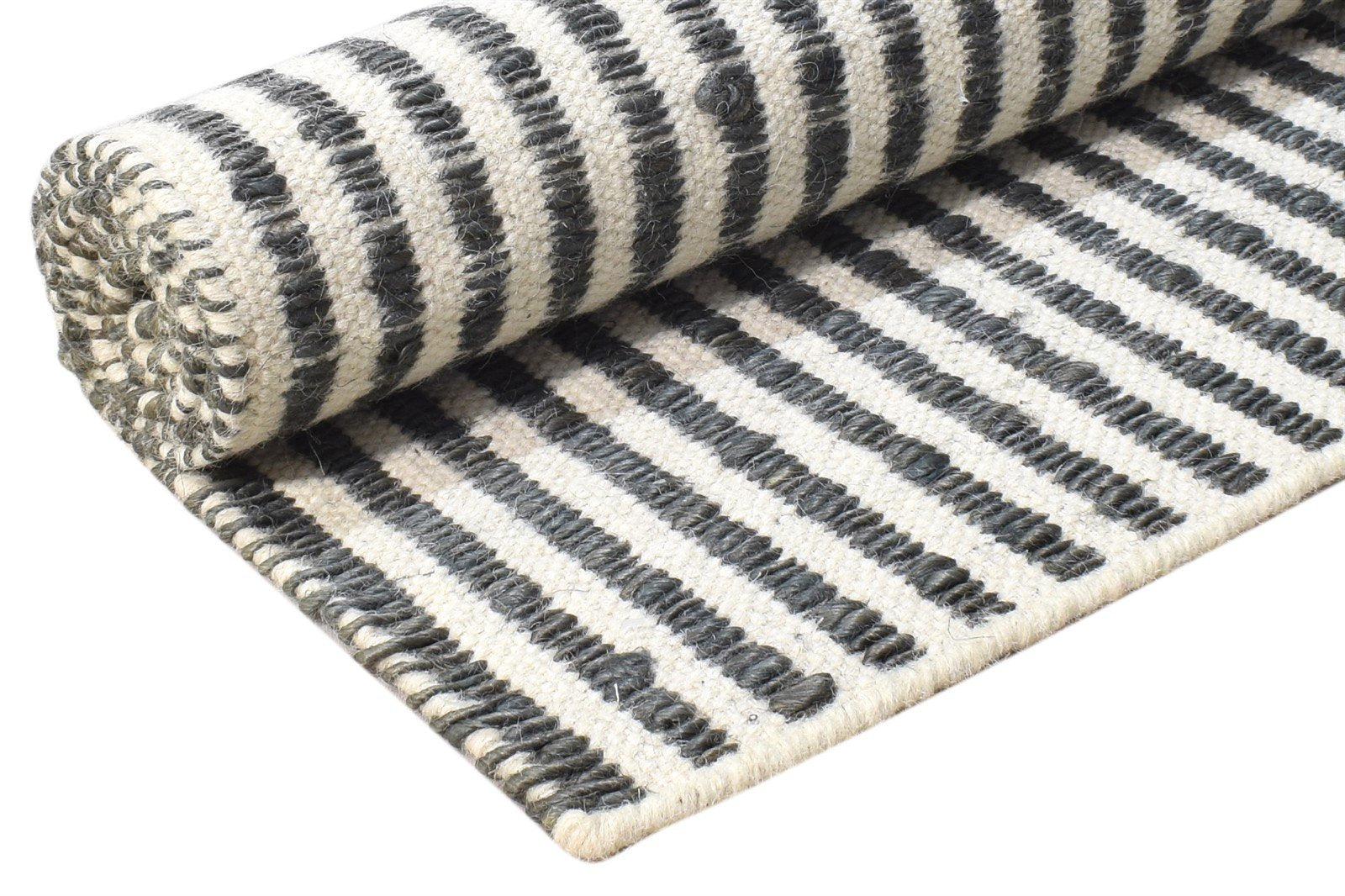 Dhurrie Grey Wool Rug 4' X 6' Modern French Abstract Room Size Carpet 7864990728341