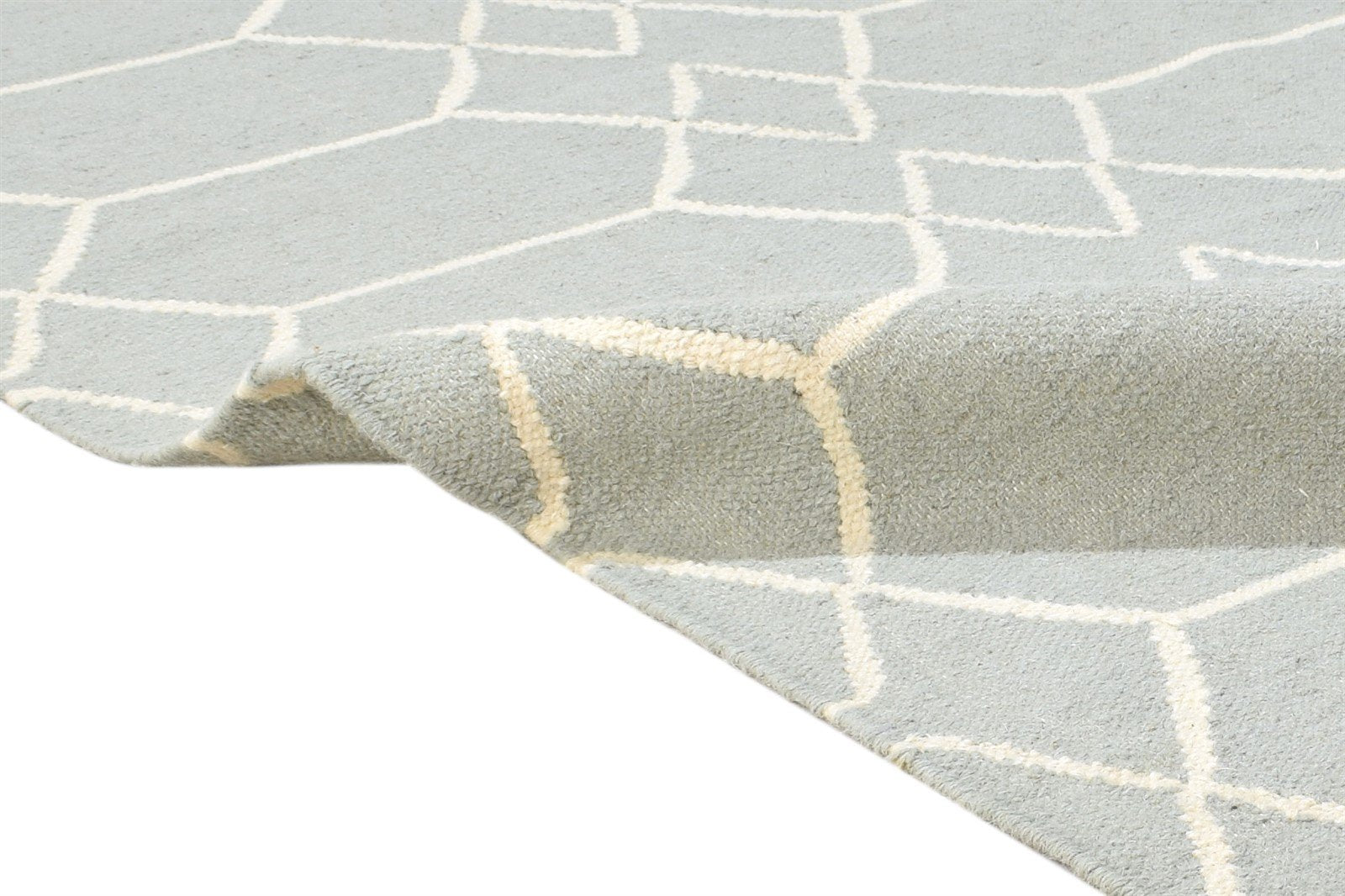 Dhurrie Grey Wool Rug 5' X 7' Modern Moroccan Trellis Room Size Carpet 7864457035925