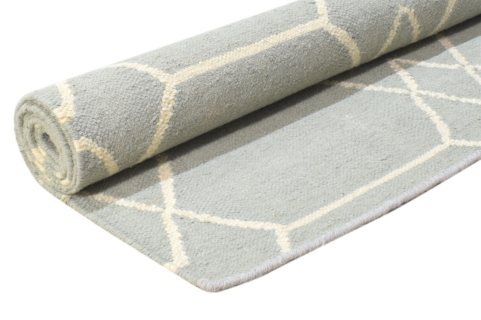 Dhurrie Grey Wool Rug 5' X 7' Modern Moroccan Trellis Room Size Carpet 7864457035925