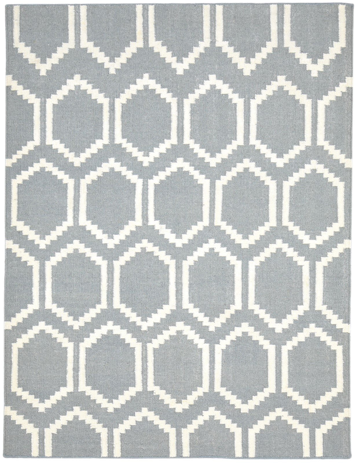 Dhurrie Grey Wool Rug 5' X 7' Modern Moroccan Trellis Room Size Carpet 7864462180501