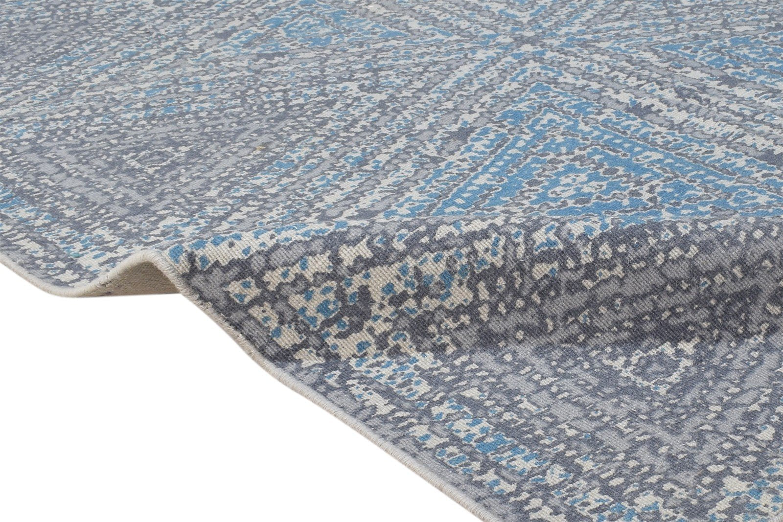 Dhurrie Grey Wool Rug 5' X 8' Modern American Geometric Room Size Carpet 7865169936533