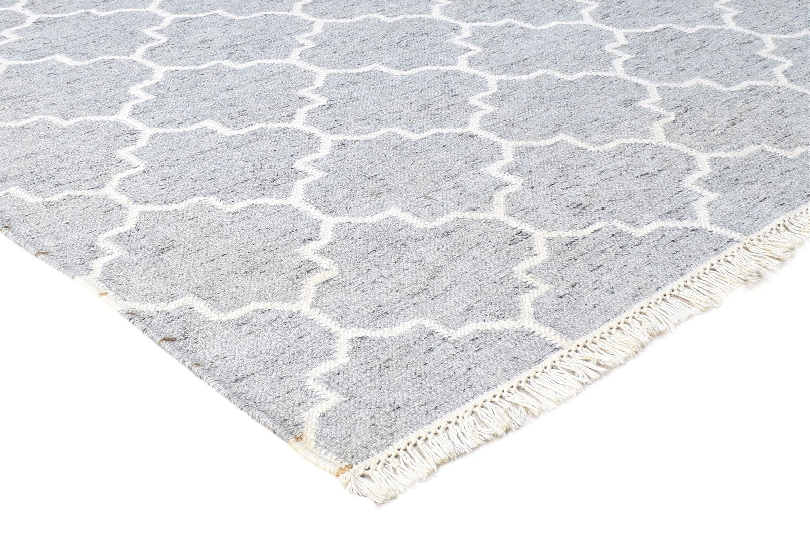 Dhurrie Grey Wool Rug 5' X 8' Modern Moroccan Trellis Room Size Carpet 7864794546325
