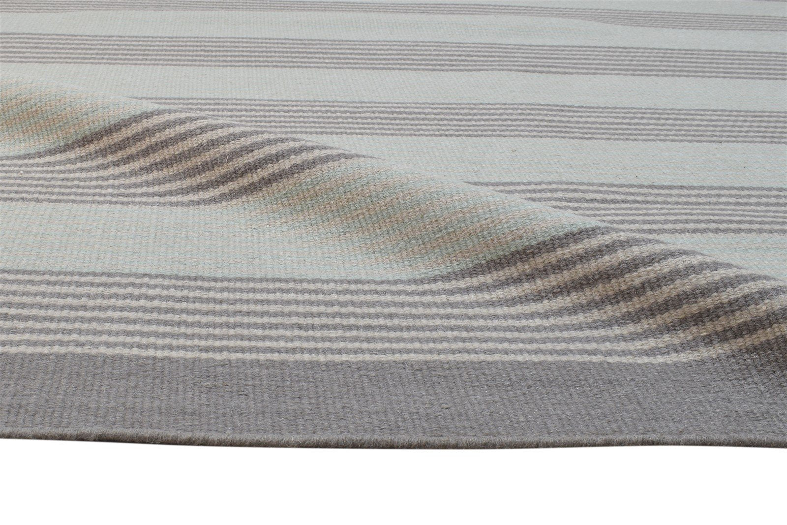 Dhurrie Grey Wool Rug 5' X 8' Modern Scandinavian Striped Room Size Carpet 7864164286613