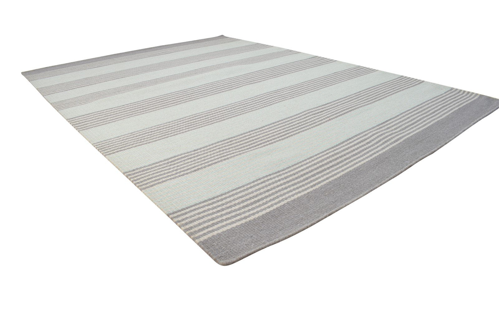 Dhurrie Grey Wool Rug 5' X 8' Modern Scandinavian Striped Room Size Carpet 7864164286613