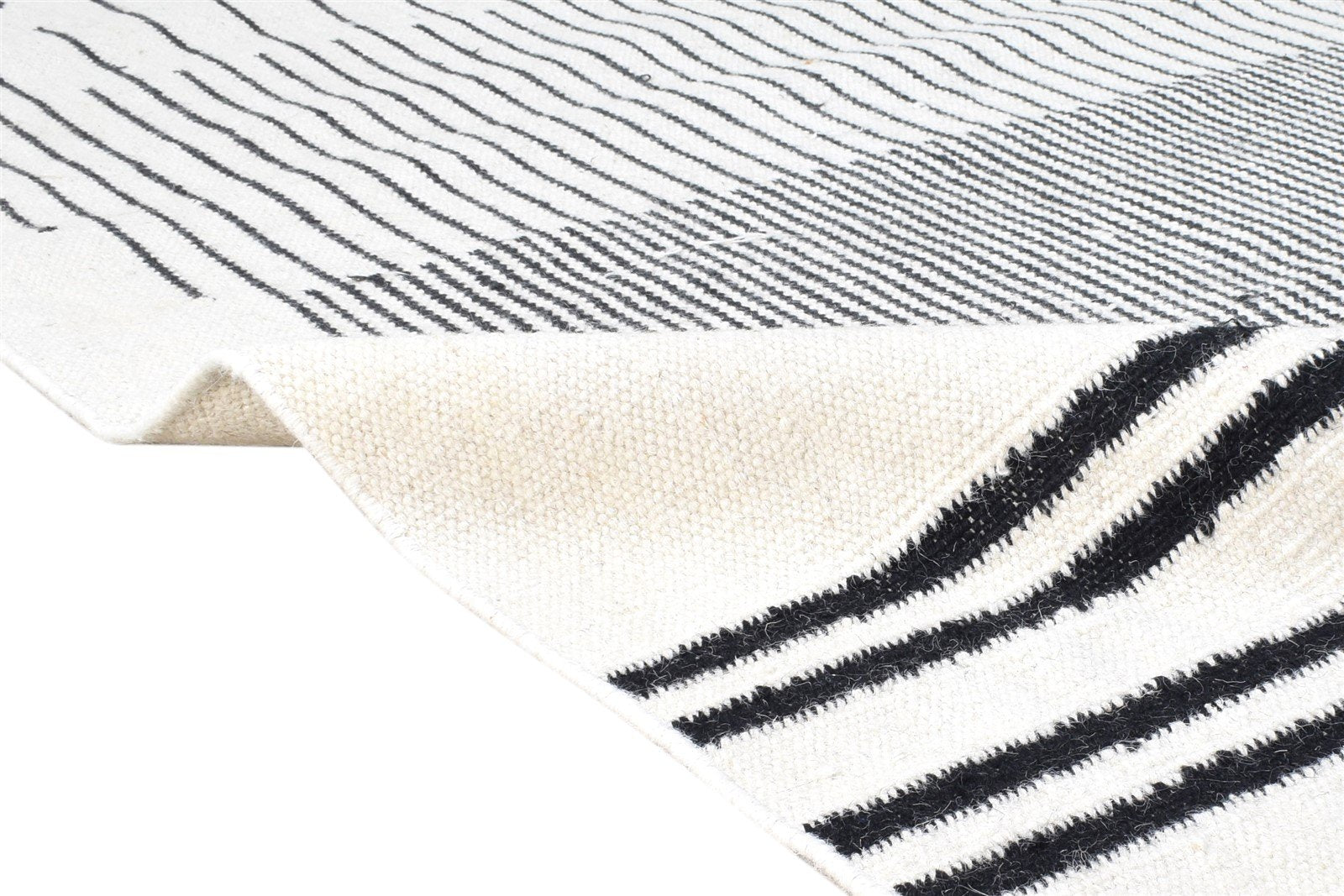 Dhurrie Ivory Wool Rug 5' X 8' Modern Scandinavian Abstract Room Size Carpet 7865140576405