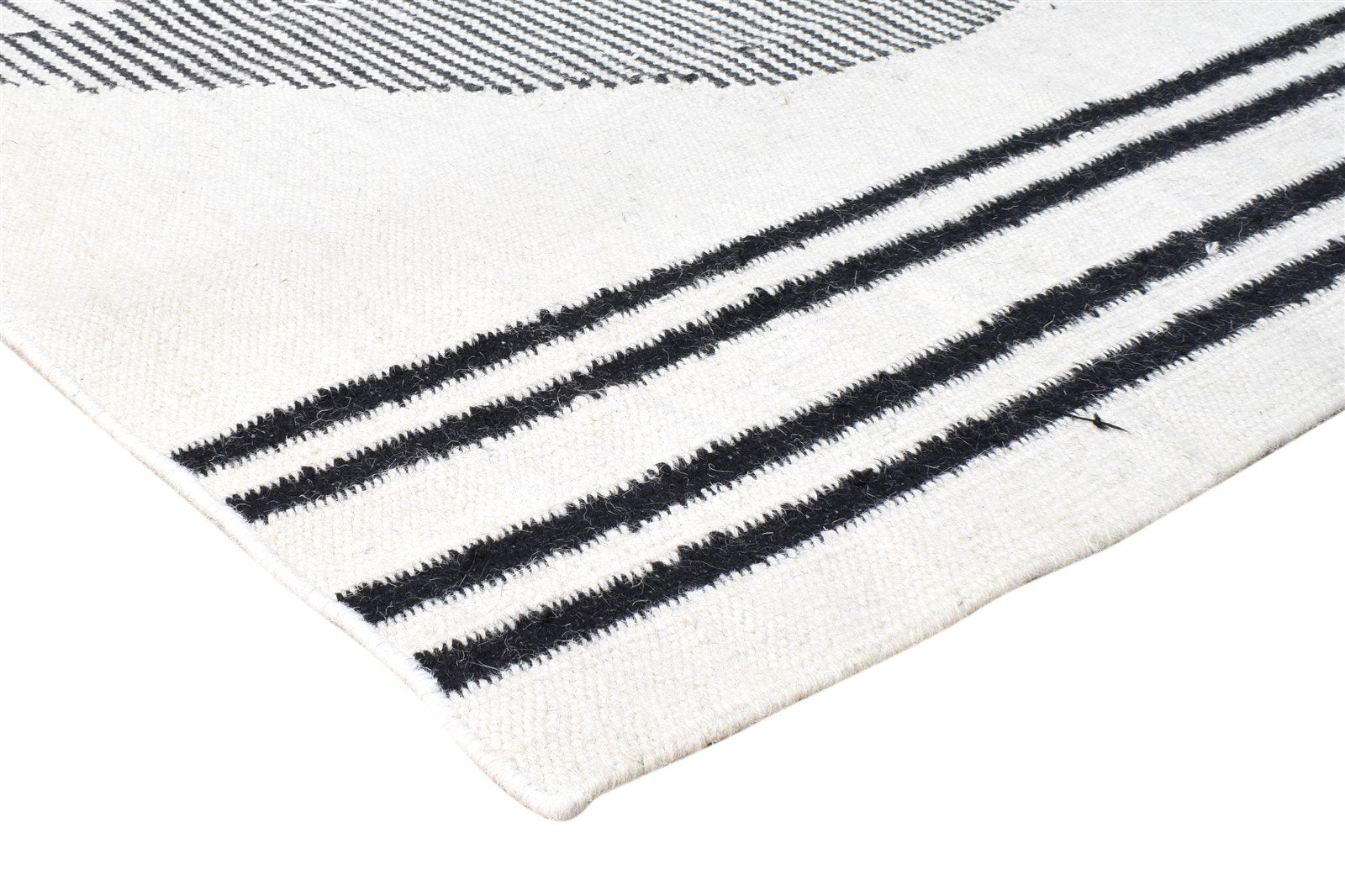 Dhurrie Ivory Wool Rug 5' X 8' Modern Scandinavian Abstract Room Size Carpet 7865140576405