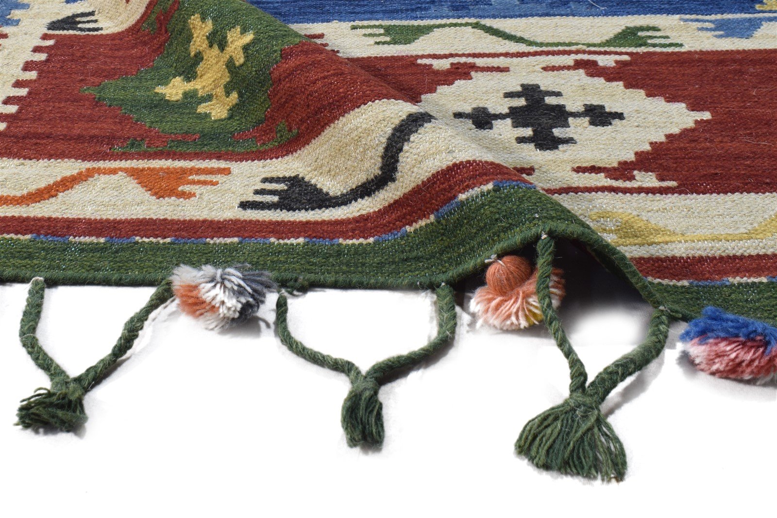 Dhurrie Multi Color Wool Rug 4X6 Southwestern American Tribal Room Size Carpet 7865019760789