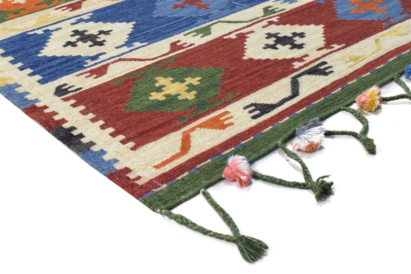 Dhurrie Multi Color Wool Rug 4X6 Southwestern American Tribal Room Size Carpet 7865019760789