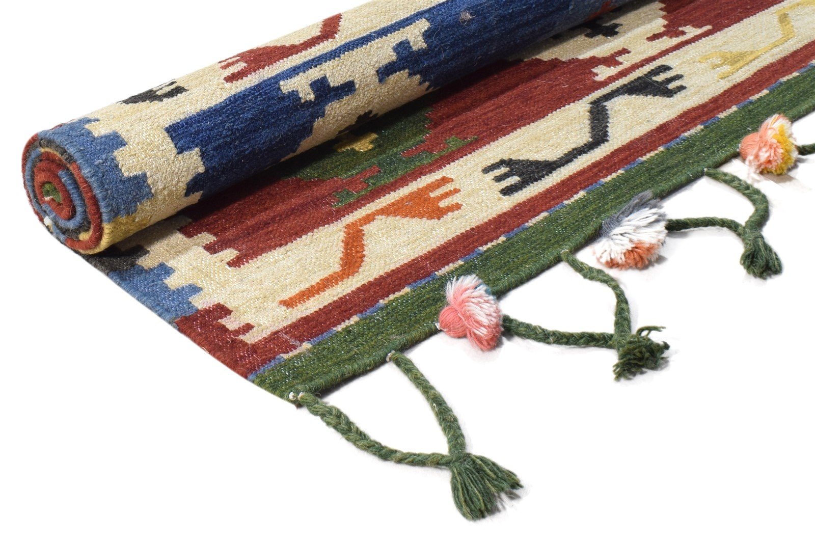 Dhurrie Multi Color Wool Rug 4X6 Southwestern American Tribal Room Size Carpet 7865019760789