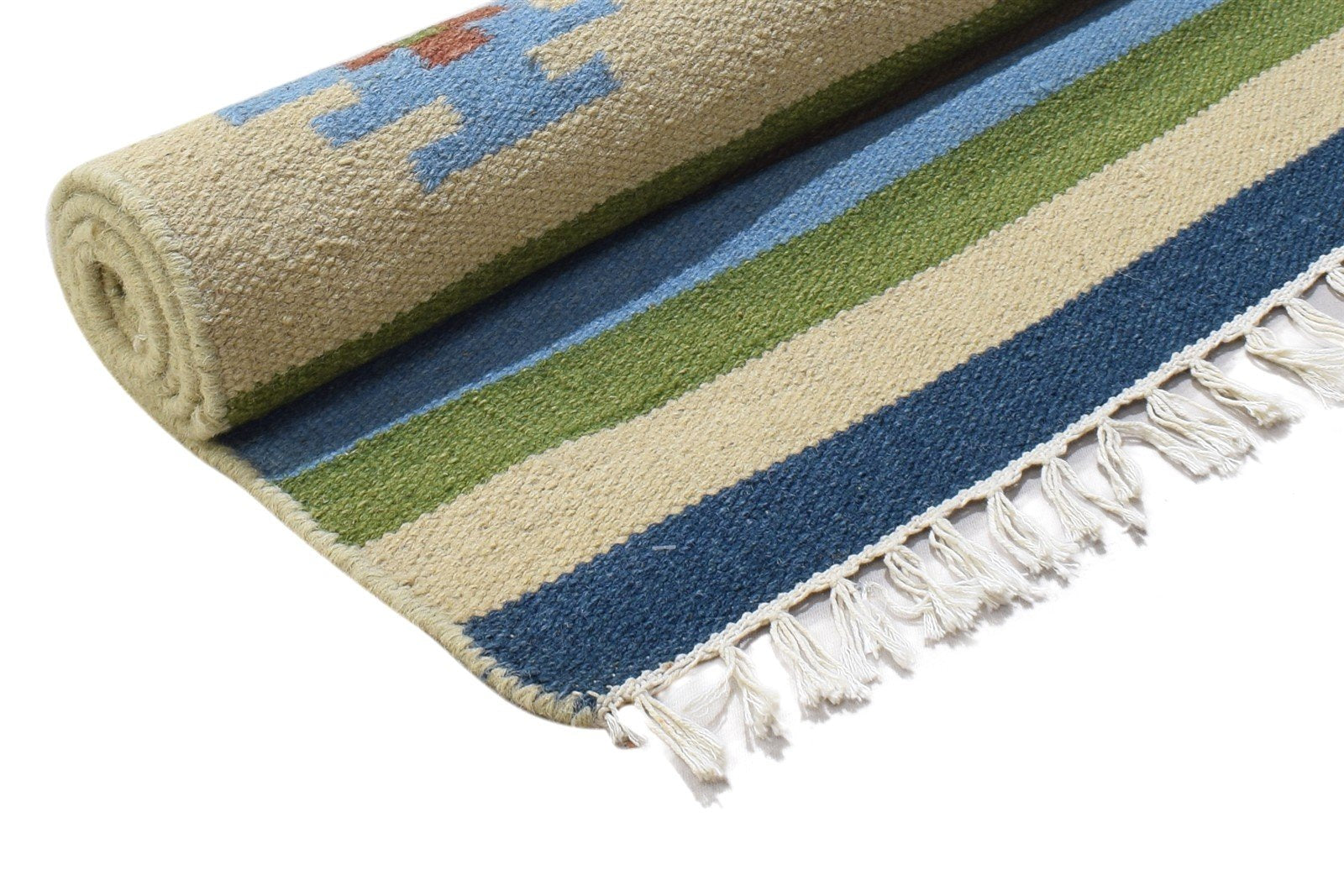 Dhurrie Multi Color Wool Rug 4X6 Southwestern American Tribal Room Size Carpet 7865001869461
