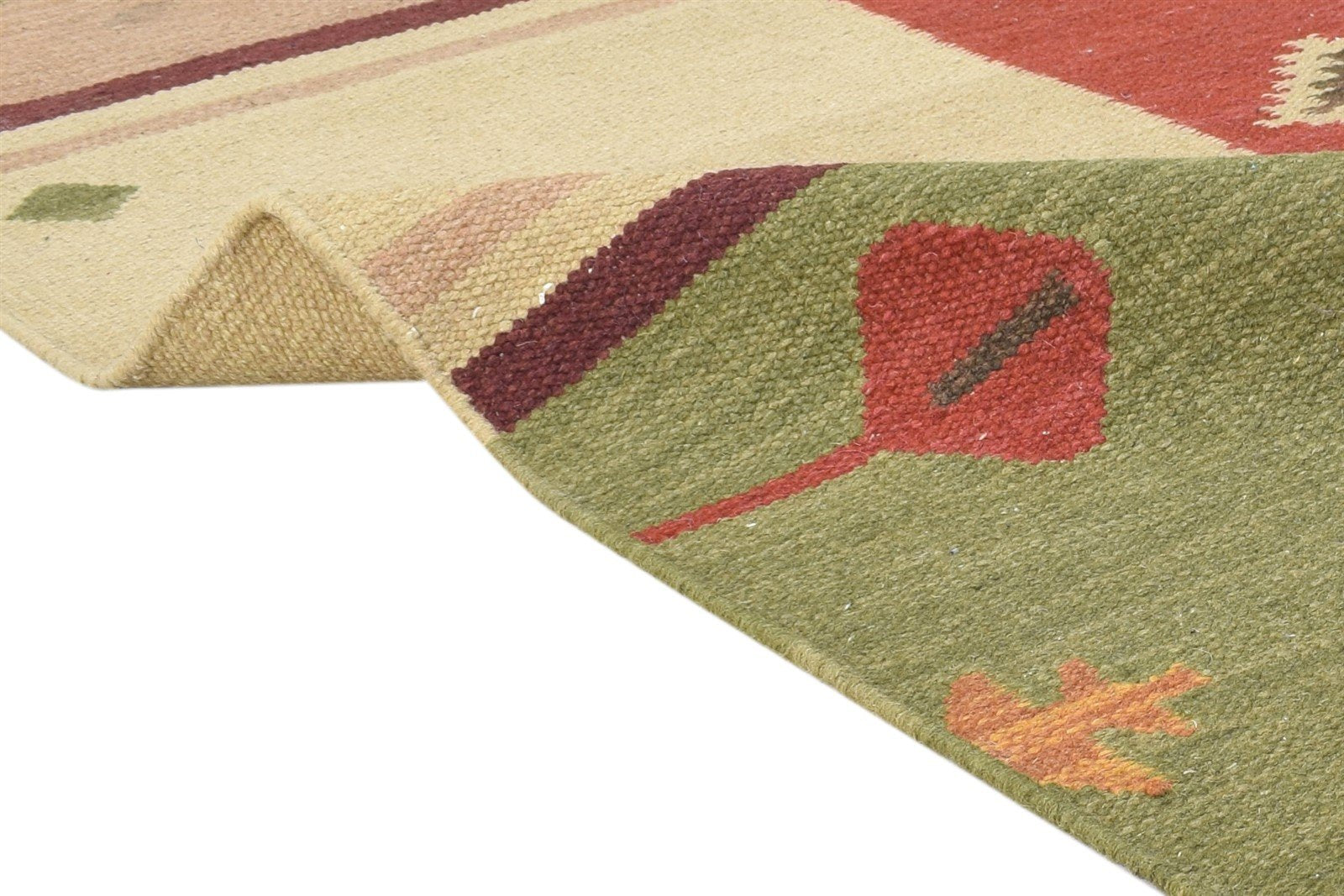Dhurrie Multi Color Wool Rug 5X8 Southwestern American Tribal Room Size Carpet 7865051447445