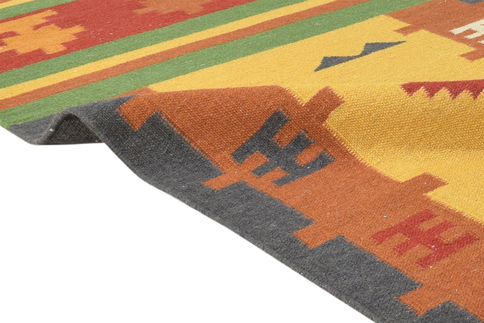 Natividad Dhurrie Multi Color Wool Rug 6X8 Southwestern American Tribal 7865049940117