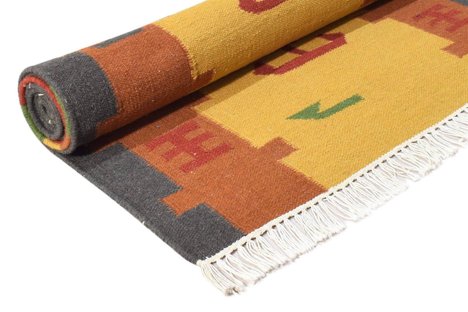 Natividad Dhurrie Multi Color Wool Rug 6X8 Southwestern American Tribal 7865049940117